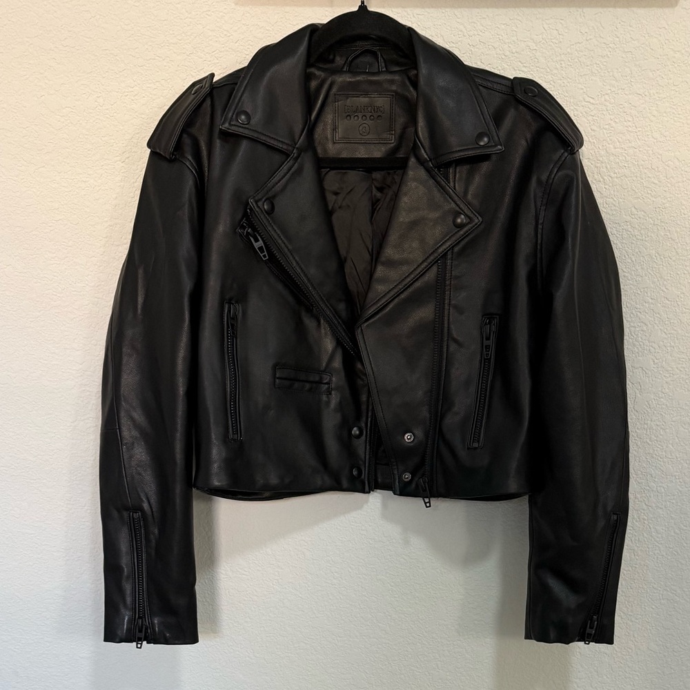 BLANKNYC High Standard Vegan Faux-Leather Crop Moto Jacket Black Size S Small - Picture 4 of 10